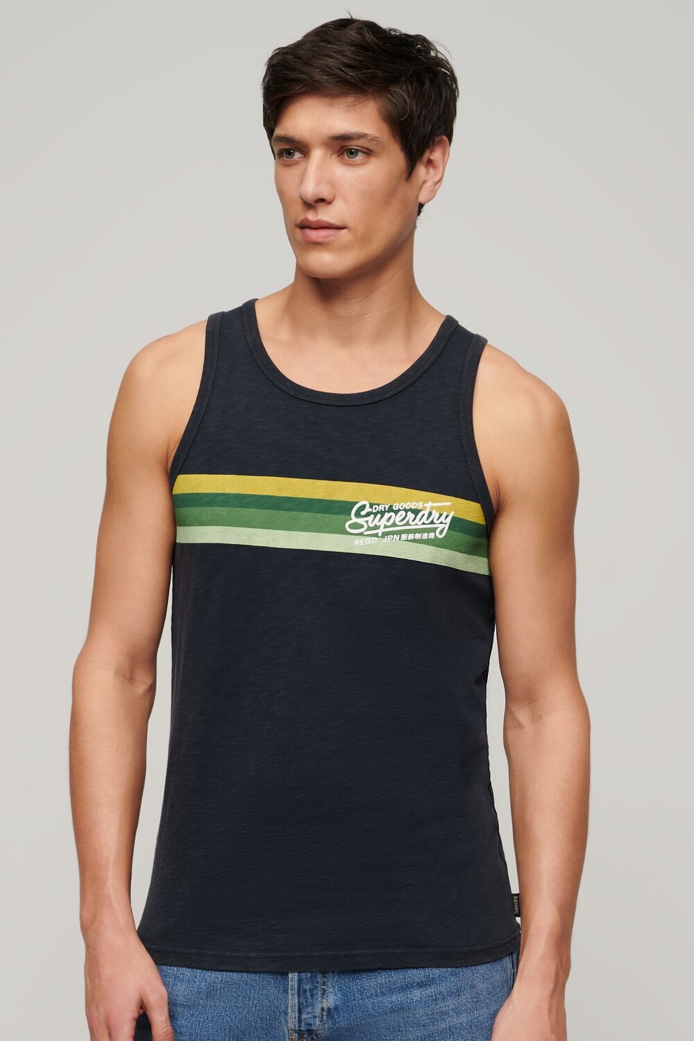 Футболка без рукавов с полосатым логотипом Superdry, синий
Футболка без рукавов с полосатым логотипом Superdry, синий