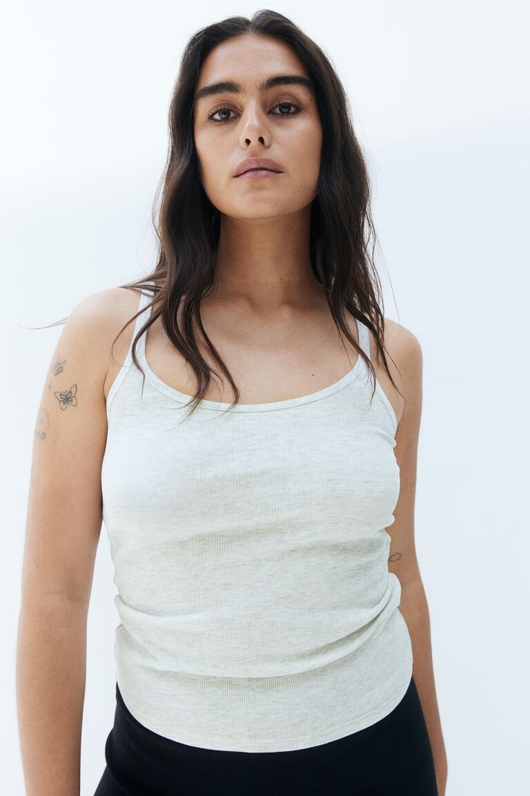 Майка в рубчик H&M, серый 
Майка в рубчик H&M, серый