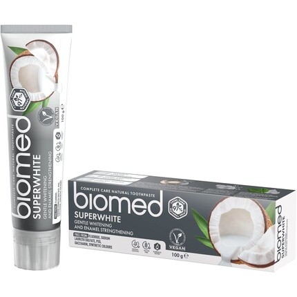 Biomed Superwhite 97% натуральная отбеливающая зубная паста, укрепляющая эмаль, со вкусом кокоса, веганская, без SLES, 100 г
Biomed Superwhite 97% натуральная отбеливающая зубная паста, укрепляющая эмаль, со вкусом кокоса, веганская, без SLES, 100 г