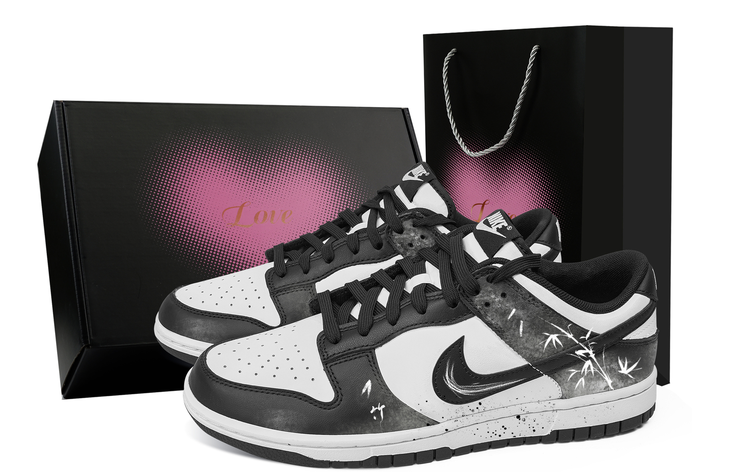 Dunk Ink Wash Bamboo Shadow, Heart Box устойчивые к истиранию низкие скейтборд-кроссовки Unisex Nike, черный/белый
Dunk Ink Wash Bamboo Shadow, Heart Box устойчивые к истиранию низкие скейтборд-кроссовки Unisex Nike, черный/белый