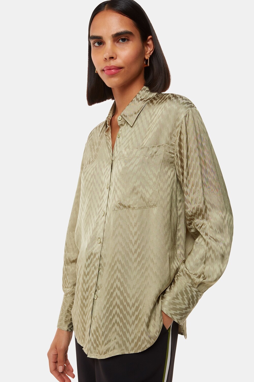 Рубашка с жаккардовым узором «зигзаг» Whistles, зеленый
Рубашка с жаккардовым узором «зигзаг» Whistles, зеленый