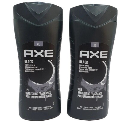 2 Axe XL 13,5 унций Black Frozen Pear & Cedarwood 3 в 1 гель для душа, лица и волос Axe/Lynx 
2 Axe XL 13,5 унций Black Frozen Pear & Cedarwood 3 в 1 гель для душа, лица и волос Axe/Lynx