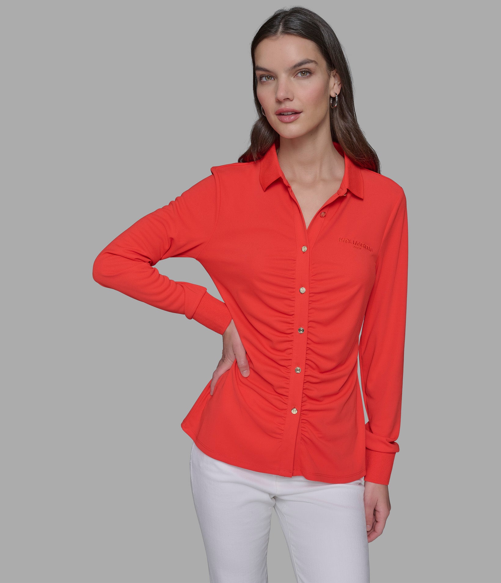 Трикотажное поло с длинным рукавом на пуговицах KARL LAGERFELD PARIS, красный
Трикотажное поло с длинным рукавом на пуговицах KARL LAGERFELD PARIS, красный