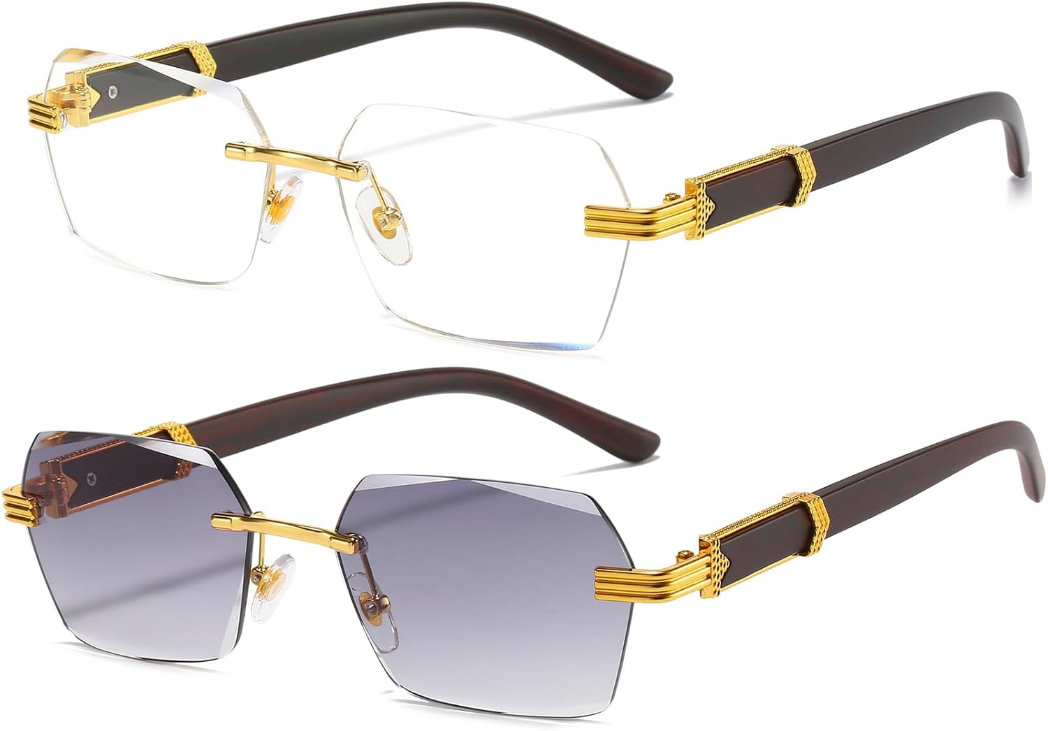 Солнцезащитные очки AIEYEZO в стиле ретро, без оправы, прямоугольные, унисекс, винтажные, безрамочные, модные, квадратные, тонированные, 2 Pack (Gold/Clear + Gold/Grey Gradient)
Солнцезащитные очки AIEYEZO в стиле ретро, без оправы, прямоугольные, унисекс, винтажные, безрамочные, модные, квадратные, тонированные, 2 Pack (Gold/Clear + Gold/Grey Gradient)