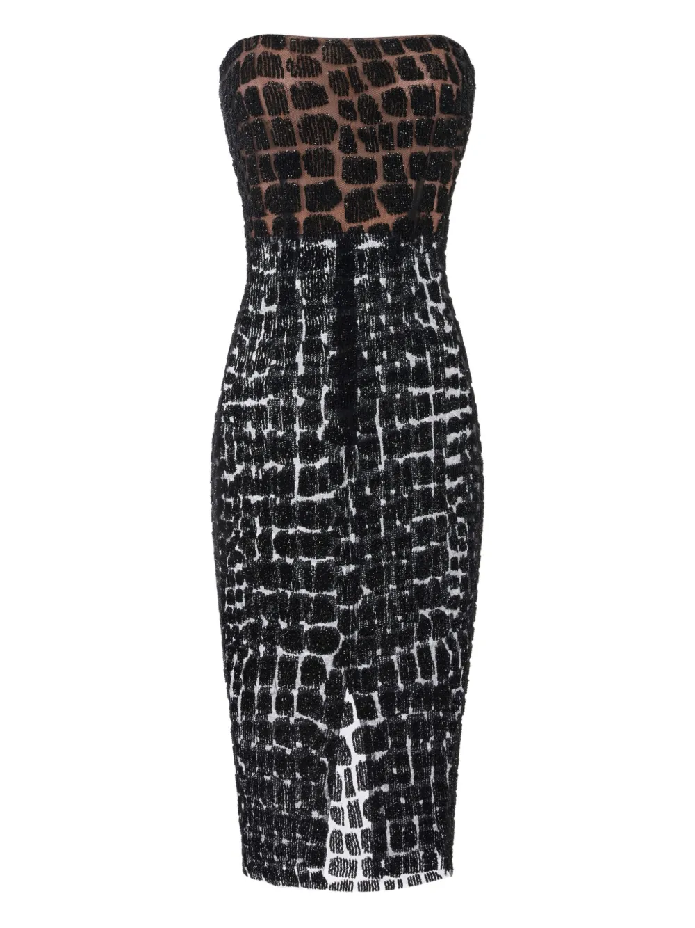 Платье миди с тиснением под кожу крокодила Elisabetta Franchi, черный
Платье миди с тиснением под кожу крокодила Elisabetta Franchi, черный