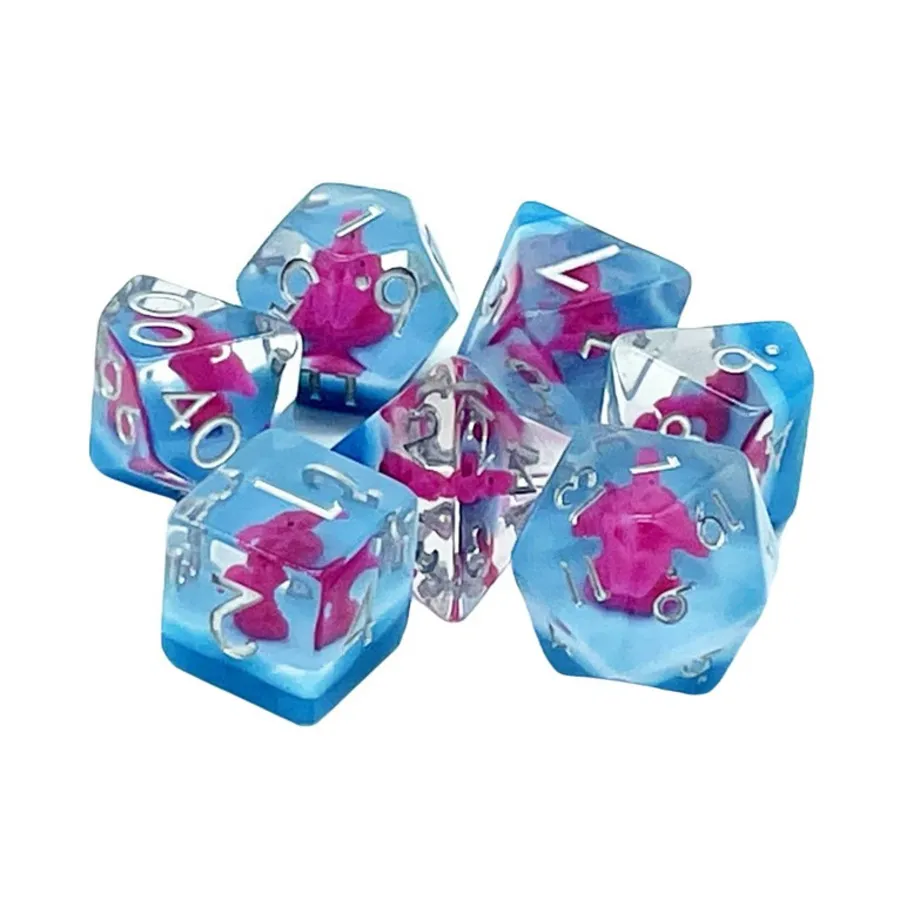 Поли-набор «Розовый и синий птеродактиль с серебром» (7), Acrylic-Resin Dice - Animal Kingdom
Поли-набор «Розовый и синий птеродактиль с серебром» (7), Acrylic-Resin Dice - Animal Kingdom
