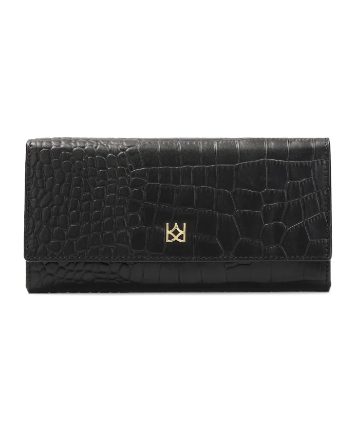 Черный кошелек из тисненой кожи прямоугольной формы. Kazar, черный
Черный кошелек из тисненой кожи прямоугольной формы. Kazar, черный