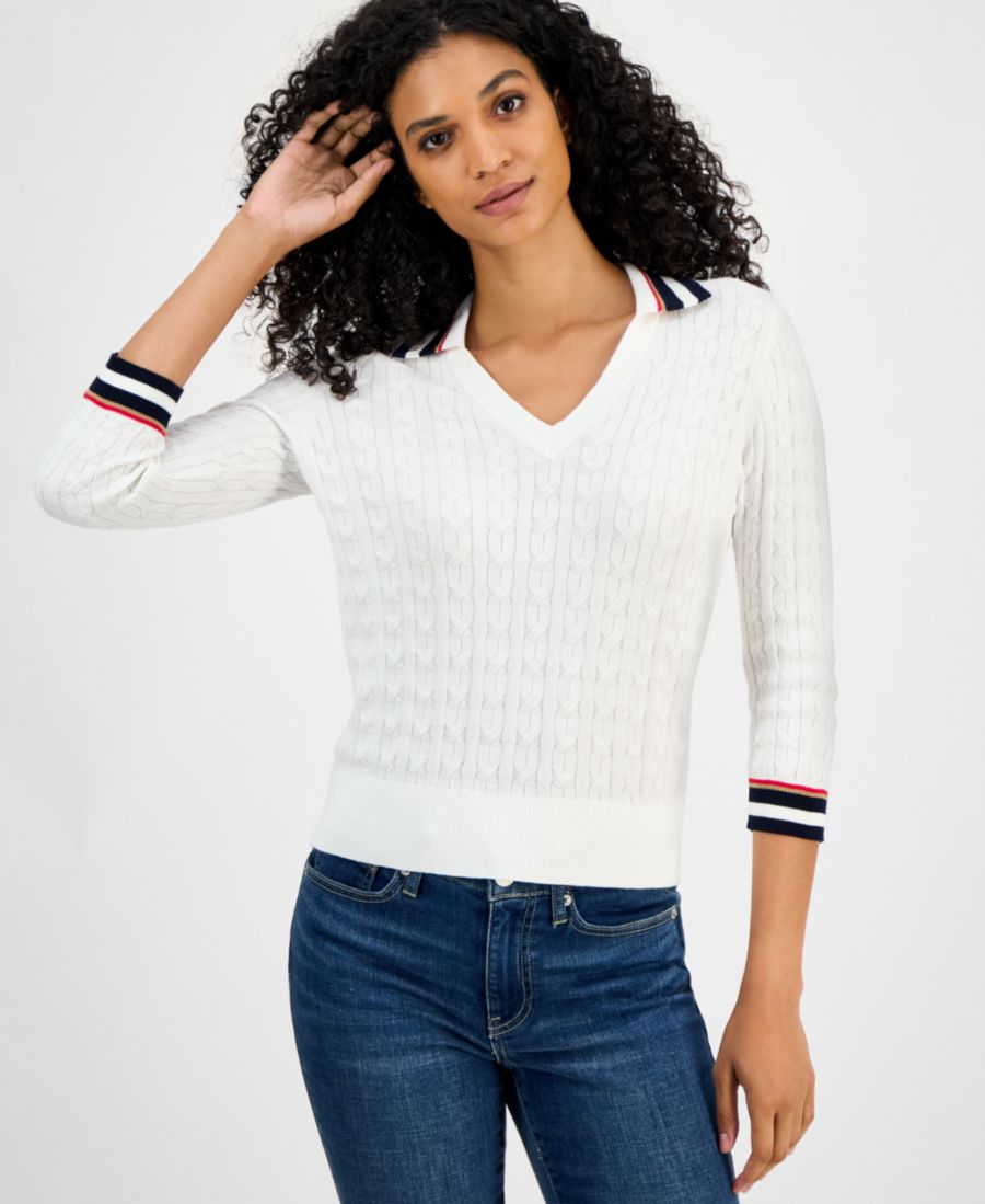 Женский хлопковый свитер с отложным воротником Tommy Hilfiger, Ivory Multi
Женский хлопковый свитер с отложным воротником Tommy Hilfiger, Ivory Multi