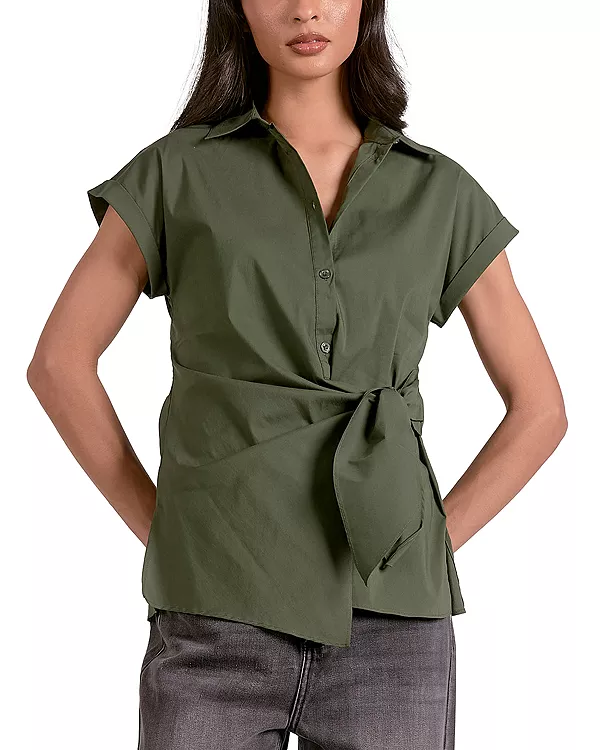 Рубашка с завязками на талии и пуговицами Elan, зеленый
Рубашка с завязками на талии и пуговицами Elan, зеленый