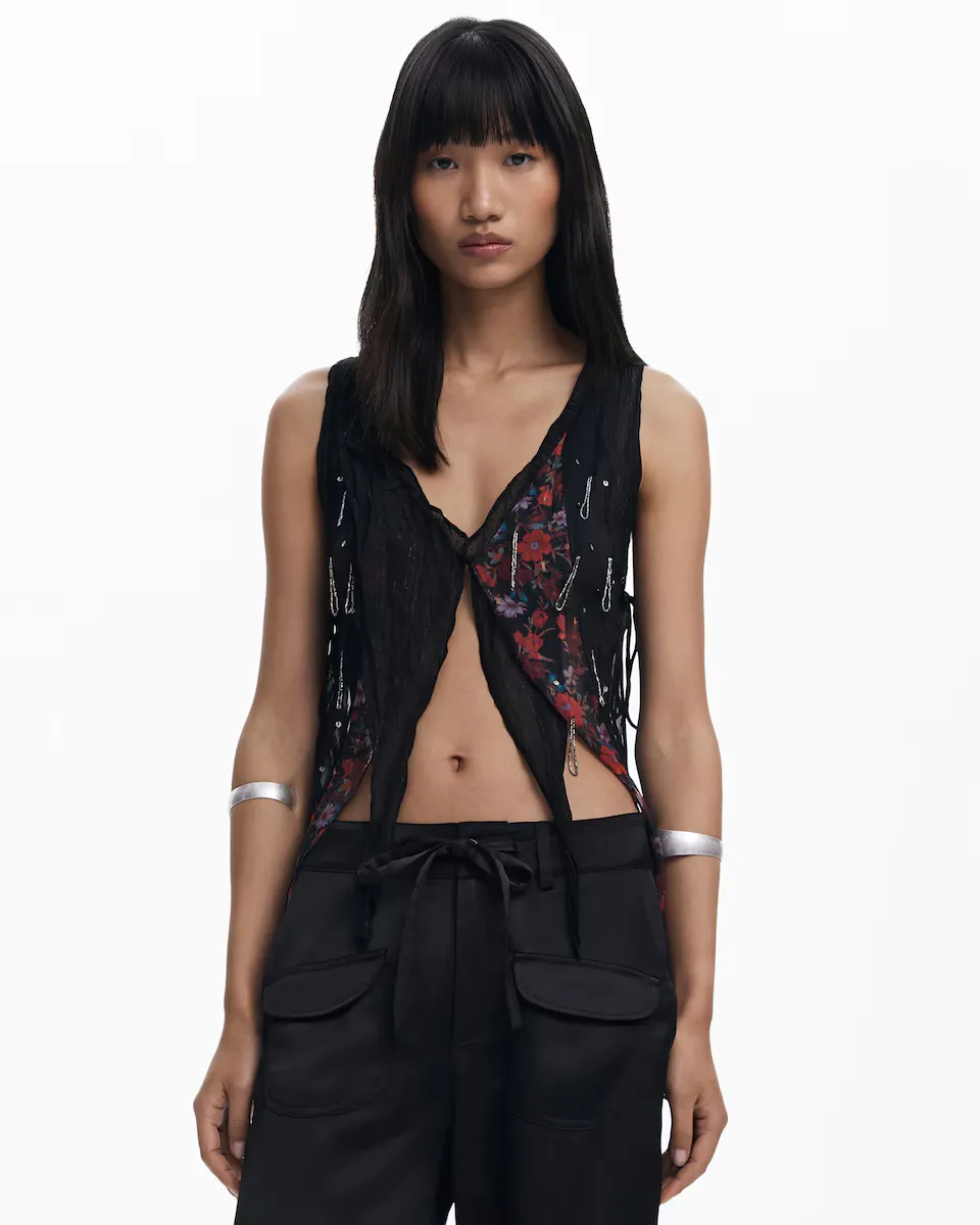 Асимметричная шифоновая женская блузка Desigual, черный
Асимметричная шифоновая женская блузка Desigual, черный