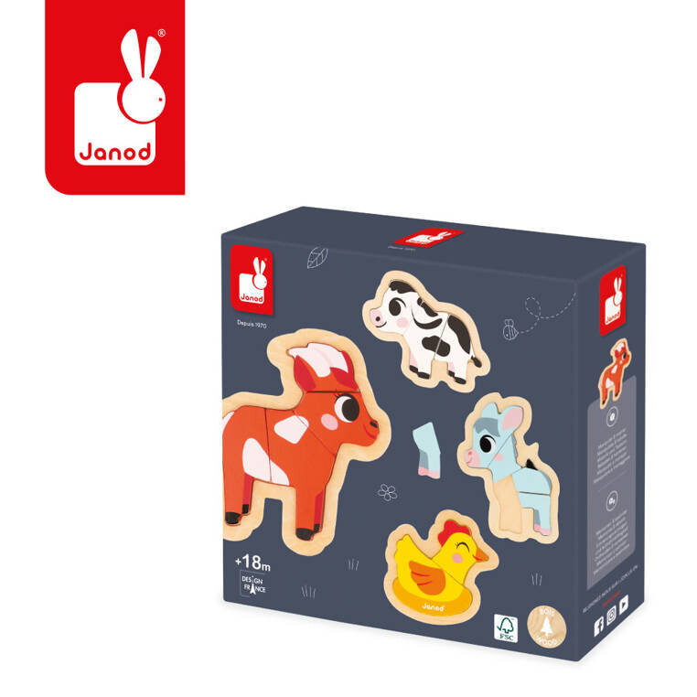 Janod, Пазл Progressive, деревянная Ферма, 4 пазла 2/3/4/5 деталей, 18м+
Janod, Пазл Progressive, деревянная Ферма, 4 пазла 2/3/4/5 деталей, 18м+