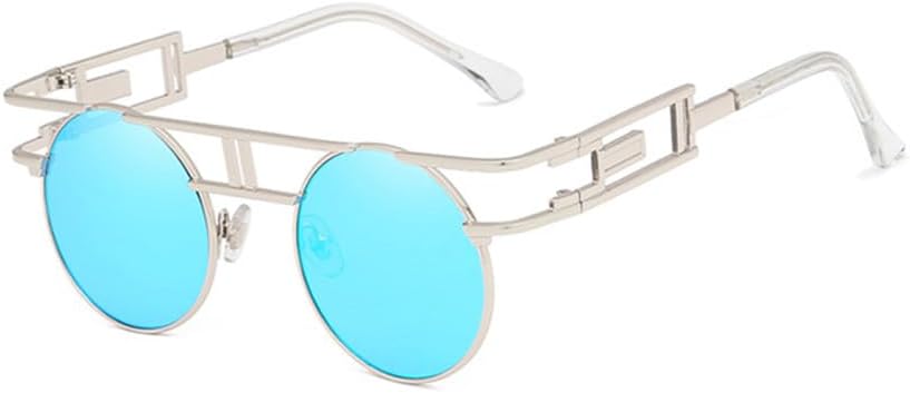 Модные круглые солнцезащитные очки в стиле стимпанк для мужчин и женщин, с металлической оправой, в стиле ретро, винтажные солнцезащитные очки, стильные TYUVIVO, Silver Blue
Модные круглые солнцезащитные очки в стиле стимпанк для мужчин и женщин, с металлической оправой, в стиле ретро, винтажные солнцезащитные очки, стильные TYUVIVO, Silver Blue