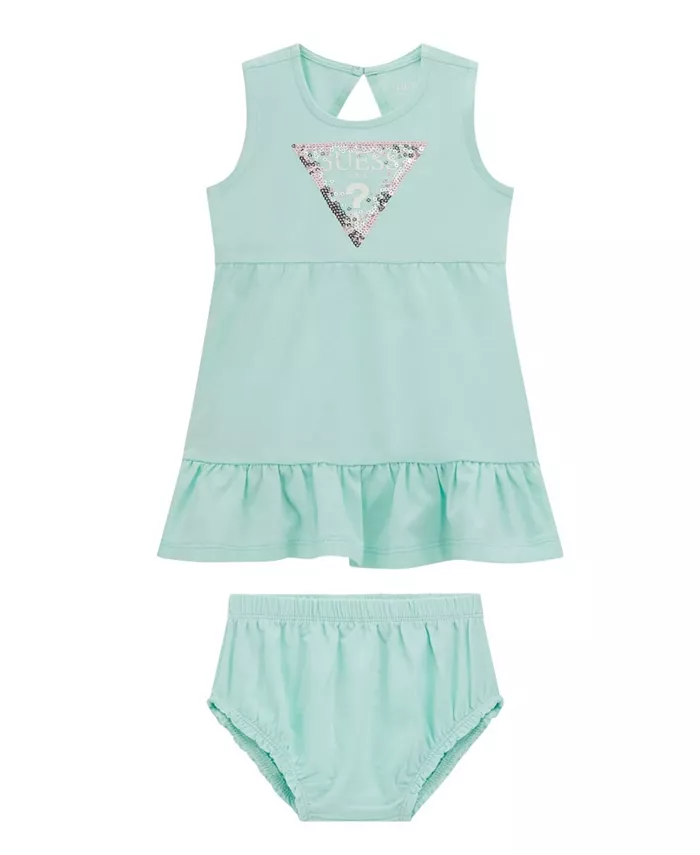 Комплект для девочек: платье без рукавов и шортики-блумеры (2 предмета) GUESS, зеленый
Комплект для девочек: платье без рукавов и шортики-блумеры (2 предмета) GUESS, зеленый