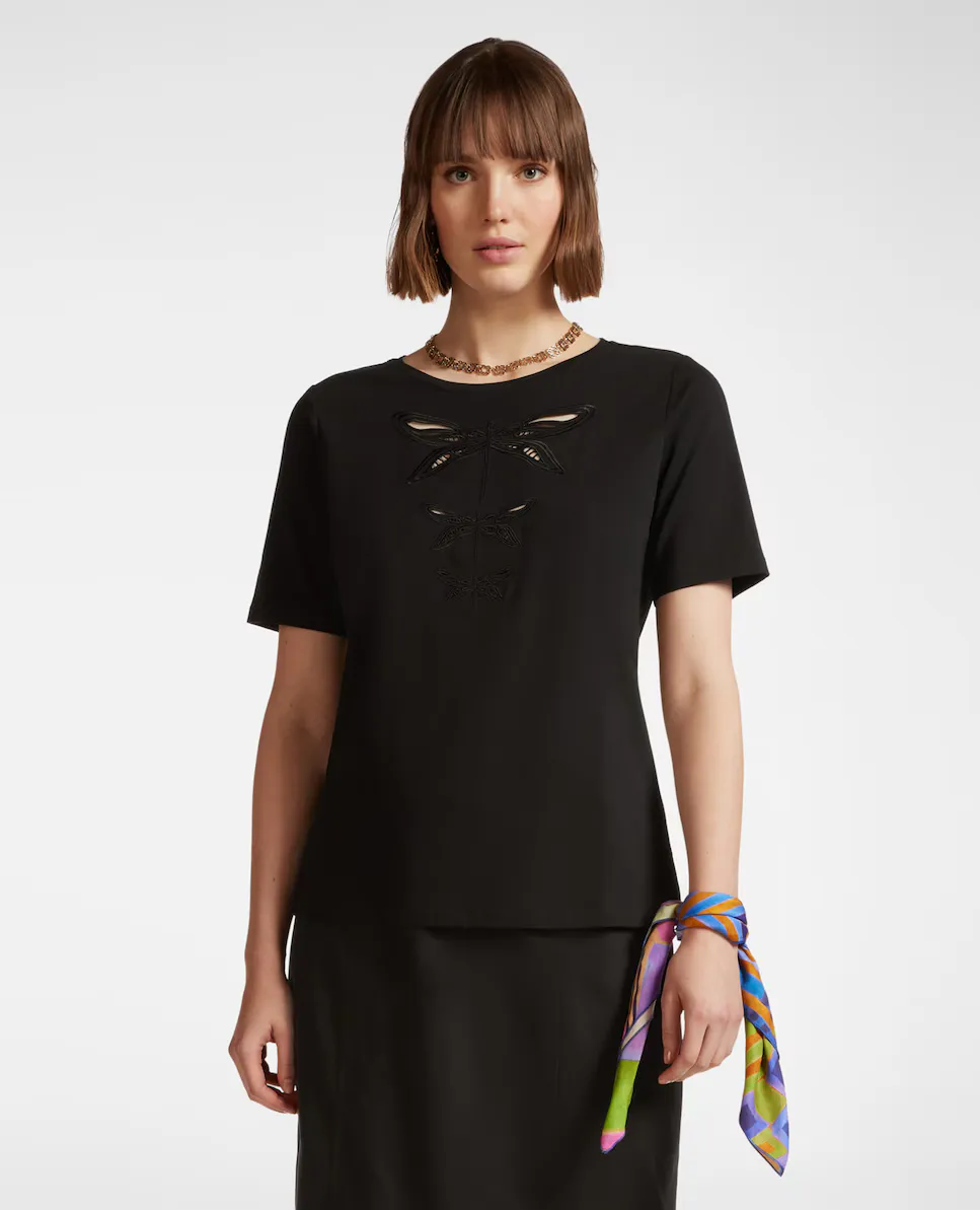 Женская футболка с вышивкой стрекоз Elena Miró, черный
Женская футболка с вышивкой стрекоз Elena Miró, черный