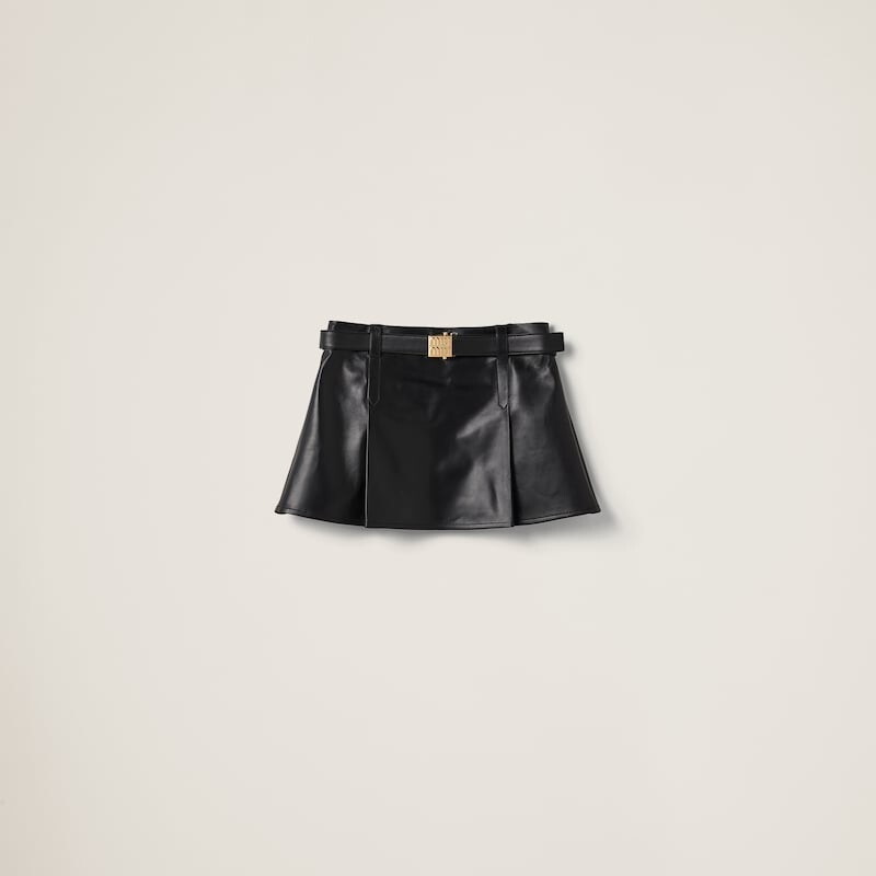 Короткая юбка из кожи наппа Miu Miu, черный
Короткая юбка из кожи наппа Miu Miu, черный