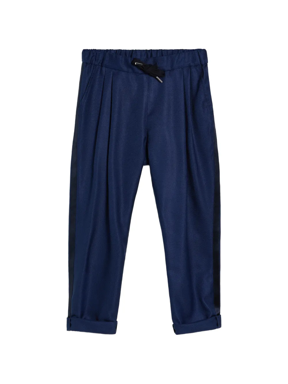 Шелковые диагональные смокинговые брюки с кулиской и двойными защипами Brunello Cucinelli Kids, синий
Шелковые диагональные смокинговые брюки с кулиской и двойными защипами Brunello Cucinelli Kids, синий