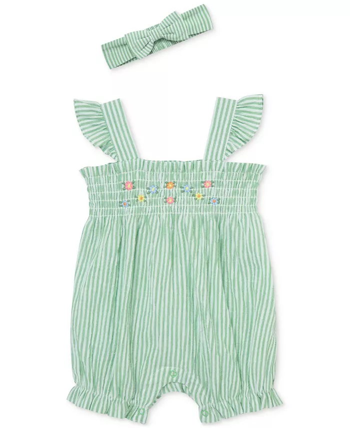 Детский комплект для девочек: полосатый цветочный боди-комбинезон с пузырьками и повязка на голову, 2 предмета Little Me, зеленый
Детский комплект для девочек: полосатый цветочный боди-комбинезон с пузырьками и повязка на голову, 2 предмета Little Me, зеленый