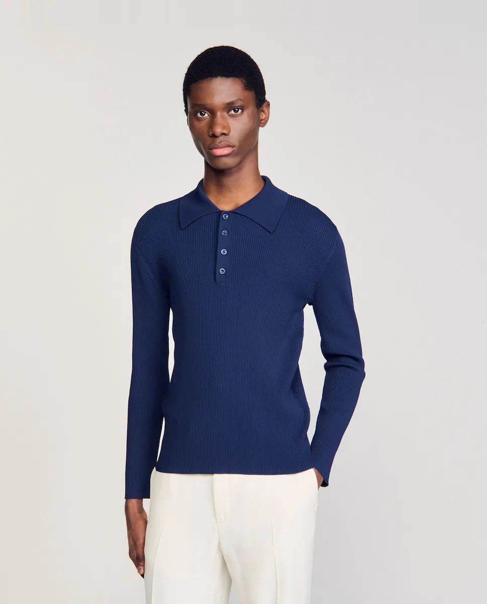 Мужская рубашка-поло из трикотажной резинки Sandro, синий
Мужская рубашка-поло из трикотажной резинки Sandro, синий