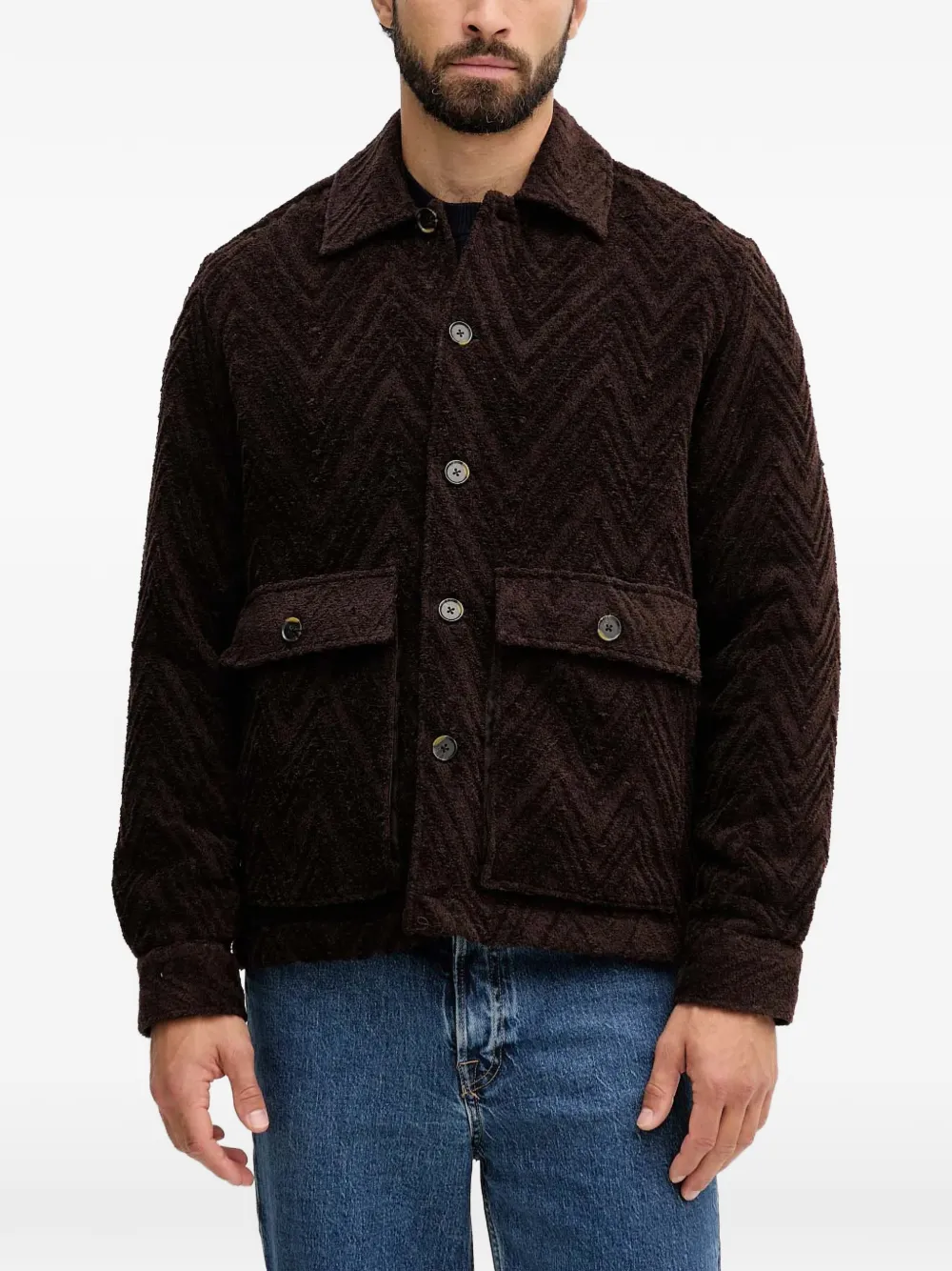 Жакет с клапанными карманами и жаккардовым узором от MMGLuis Clair Mos Mosh, коричневый
Жакет с клапанными карманами и жаккардовым узором от MMGLuis Clair Mos Mosh, коричневый