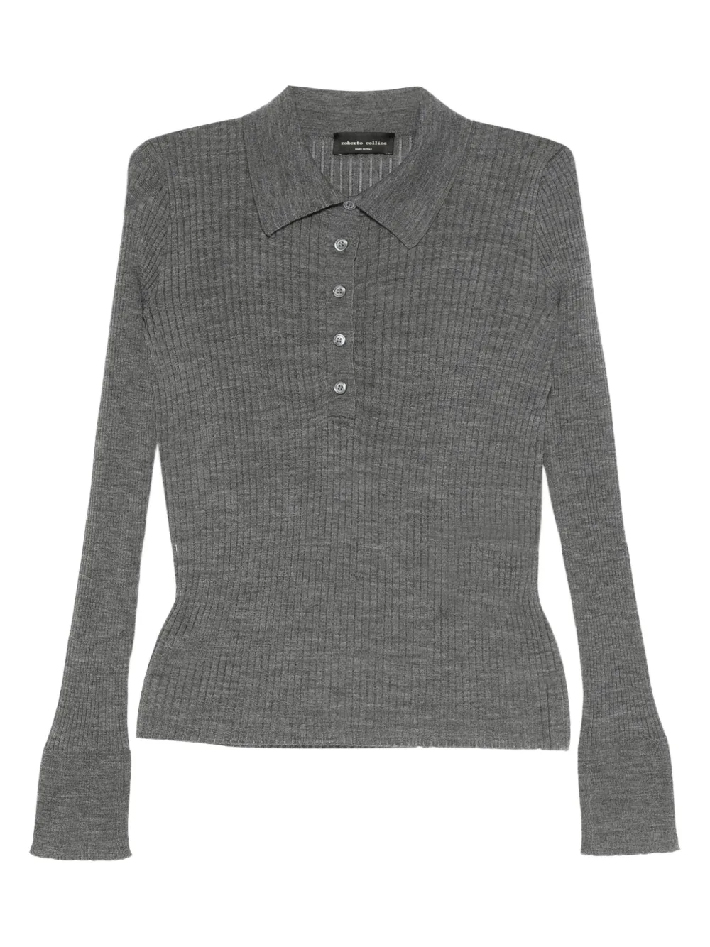 Рельефный свитер с воротником-поло Roberto Collina, серый
Рельефный свитер с воротником-поло Roberto Collina, серый