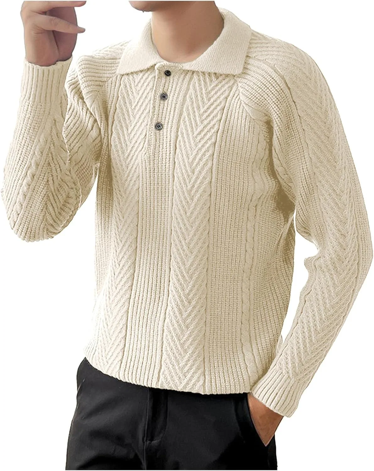 Мужской вязаный поло свитер с длинным рукавом, легкий и дышащий
Мужской вязаный поло свитер с длинным рукавом, легкий и дышащий