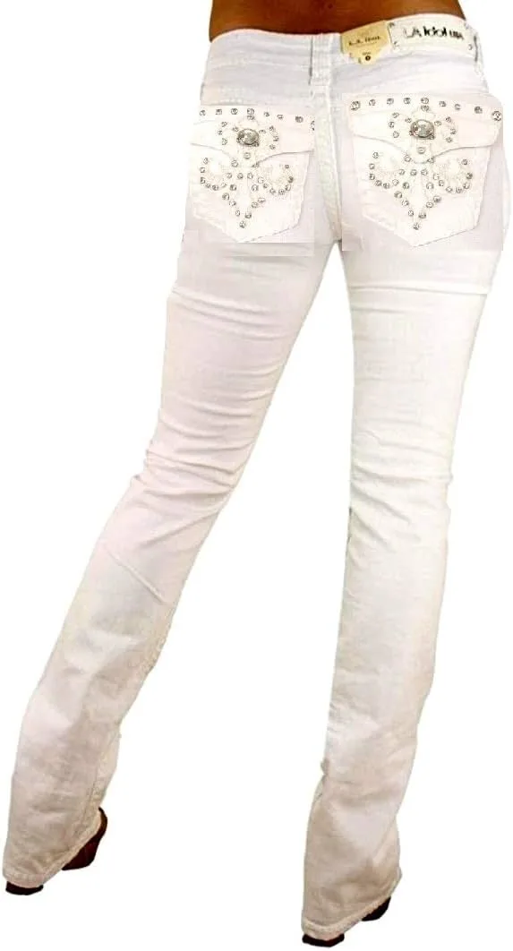 Классические джинсы bootcut с пайетками белого цвета LA Idol
Классические джинсы bootcut с пайетками белого цвета LA Idol