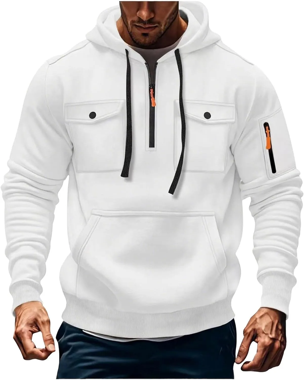 Толстовка с капюшоном Quarter Zip для мужчин, с карманами, однотонная Floleo
Толстовка с капюшоном Quarter Zip для мужчин, с карманами, однотонная Floleo