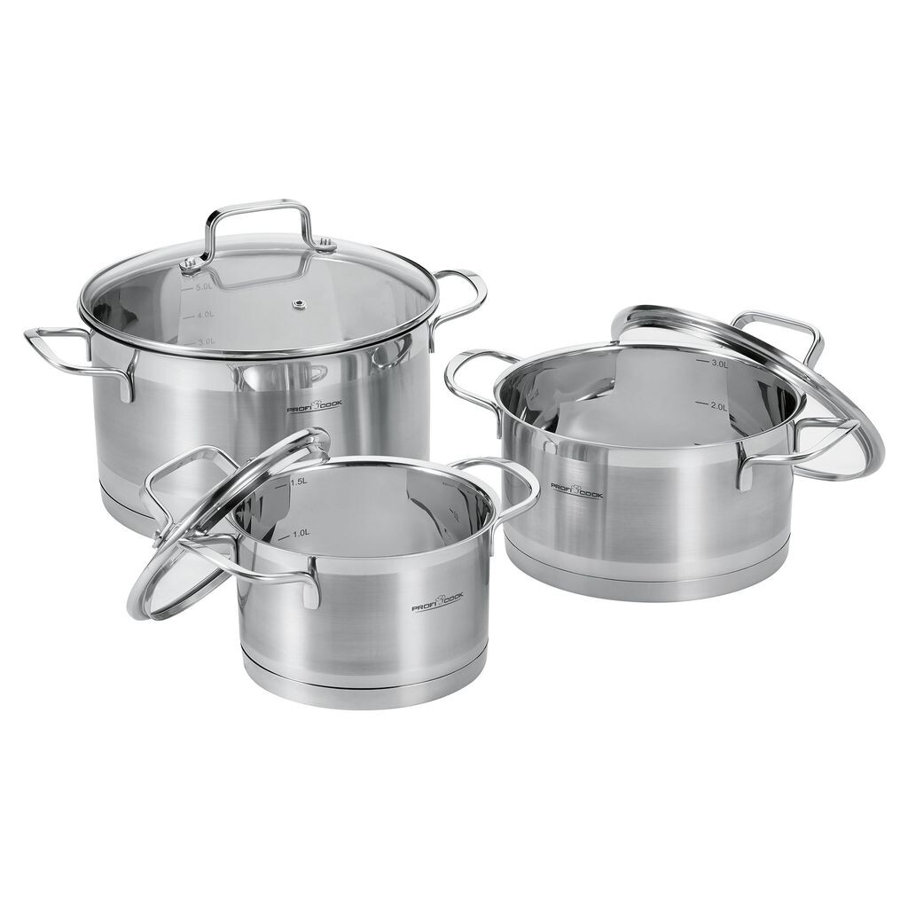 ProfiCook PC-KTS 1223 Набор индукционных кастрюль с крышкой, набор кастрюль из 6 предметов, для индукционной, электроплиты, керамической, галогенной и газовой плиты, нержавеющая сталь
ProfiCook PC-KTS 1223 Набор индукционных кастрюль с крышкой, набор кастрюль из 6 предметов, для индукционной, электроплиты, керамической, галогенной и газовой плиты, нержавеющая сталь