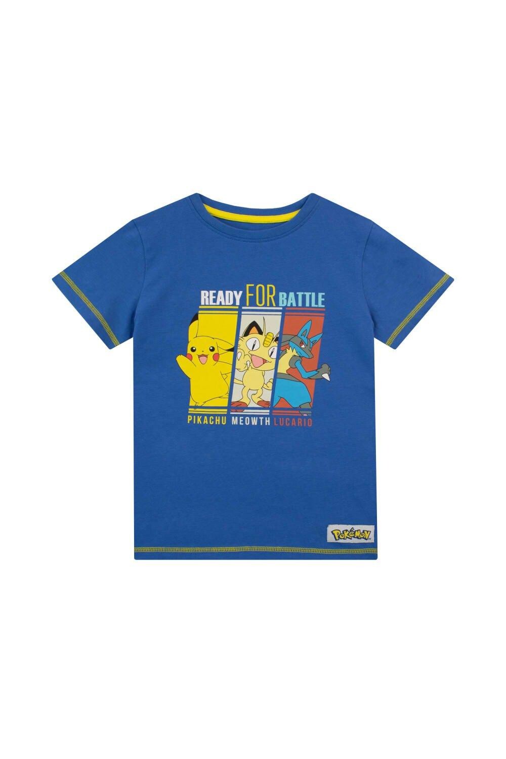 Футболка «Пикачу Мяут и Лукарио» готова к бою Pokemon, синий
Футболка «Пикачу Мяут и Лукарио» готова к бою Pokemon, синий