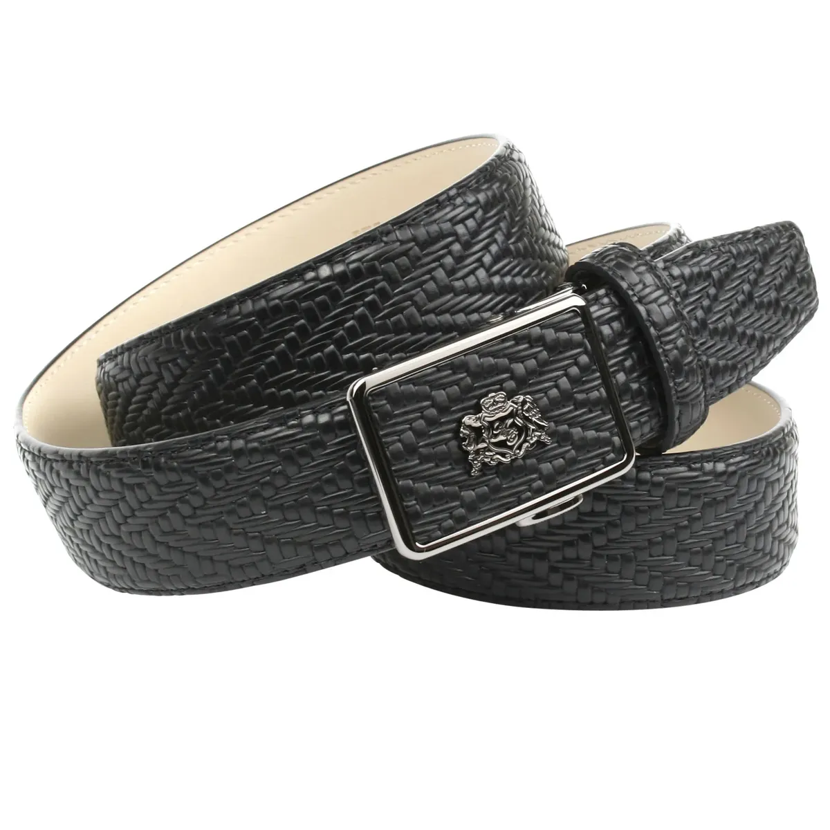 Кожаный ремень Anthoni Crown с плетеным тиснением, черный
Кожаный ремень Anthoni Crown с плетеным тиснением, черный