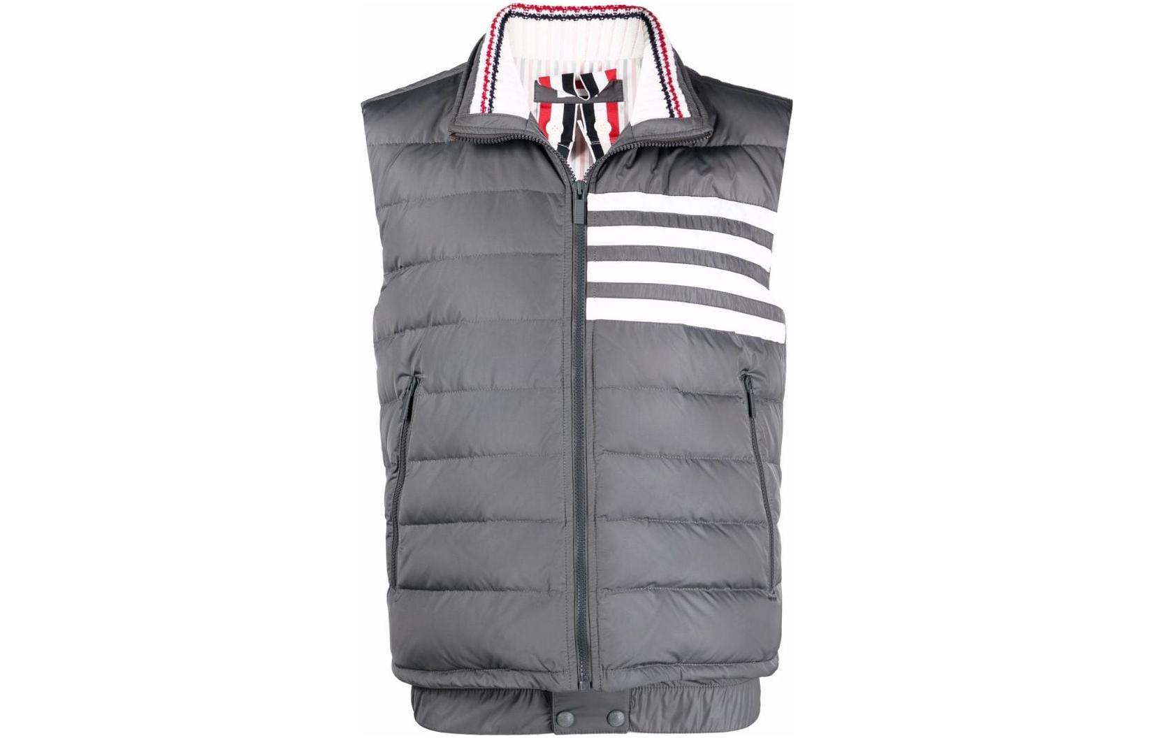 Твиловый пуховый лыжный жилет с 4 планками THOM BROWNE, серый
Твиловый пуховый лыжный жилет с 4 планками THOM BROWNE, серый