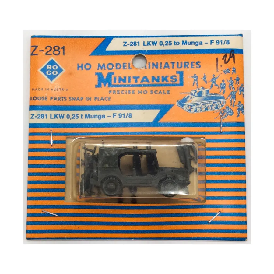 LKW 0,25 т Мунга, Military Miniatures (HO Scale) (Roco Miniatures)
LKW 0,25 т Мунга, Military Miniatures (HO Scale) (Roco Miniatures)