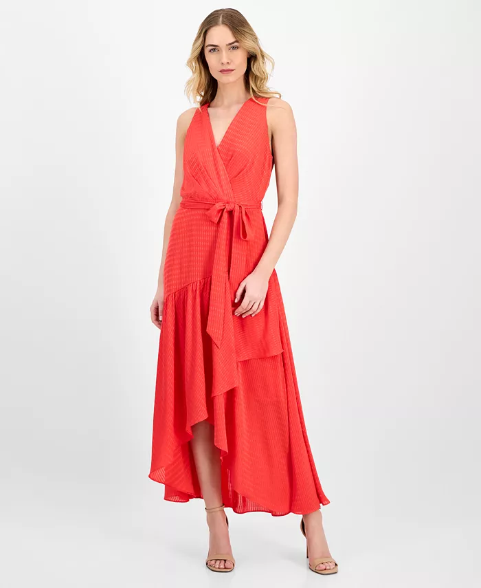 Женское атласное платье макси с завязкой на талии и оборками на подоле Anne Klein, красный
Женское атласное платье макси с завязкой на талии и оборками на подоле Anne Klein, красный