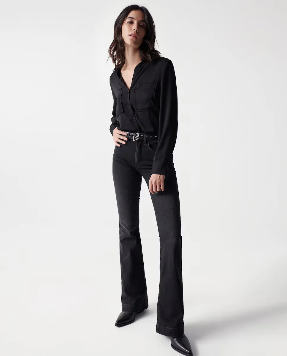 Женские расклешенные джинсы Faith Flare с высокой посадкой и пуш-ин Salsa Jeans, черный 
Женские расклешенные джинсы Faith Flare с высокой посадкой и пуш-ин Salsa Jeans, черный