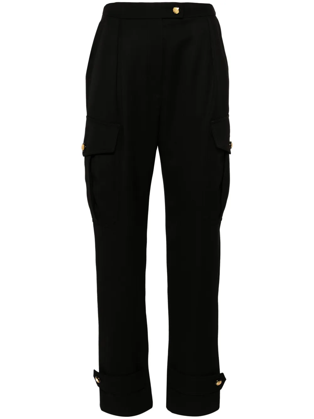 Шерстяные брюки с завышенной талией Alexander McQueen, черный
Шерстяные брюки с завышенной талией Alexander McQueen, черный