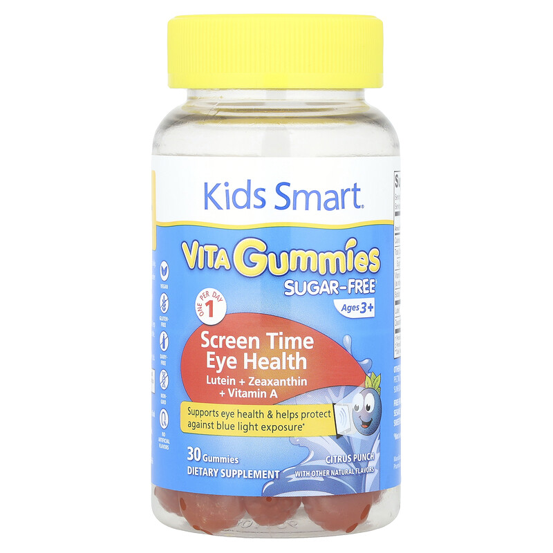 Kids Smart, Kids Smart Vita, жевательные таблетки для здоровья глаз, без сахара, для детей от 3 лет, цитрусовый пунш, 30 жевательных таблеток
Kids Smart, Kids Smart Vita, жевательные таблетки для здоровья глаз, без сахара, для детей от 3 лет, цитрусовый пунш, 30 жевательных таблеток