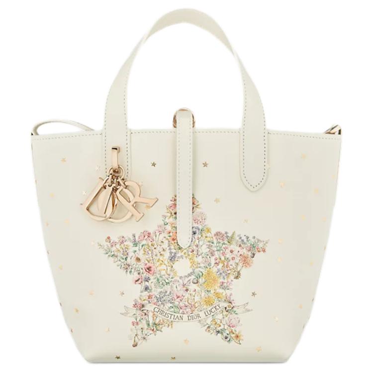 DIOR Кожаная наплечная сумка через плечо дамская сумочка молочно-белая