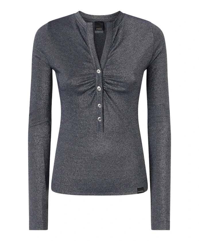 Металлизированный ребристый свитер-поло с длинными рукавами Pinko, синий
Металлизированный ребристый свитер-поло с длинными рукавами Pinko, синий