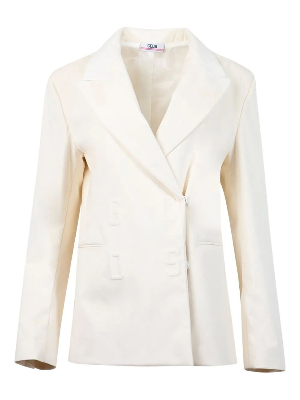 Двубортный пиджак с тисненым логотипом GCDS, белый
Двубортный пиджак с тисненым логотипом GCDS, белый