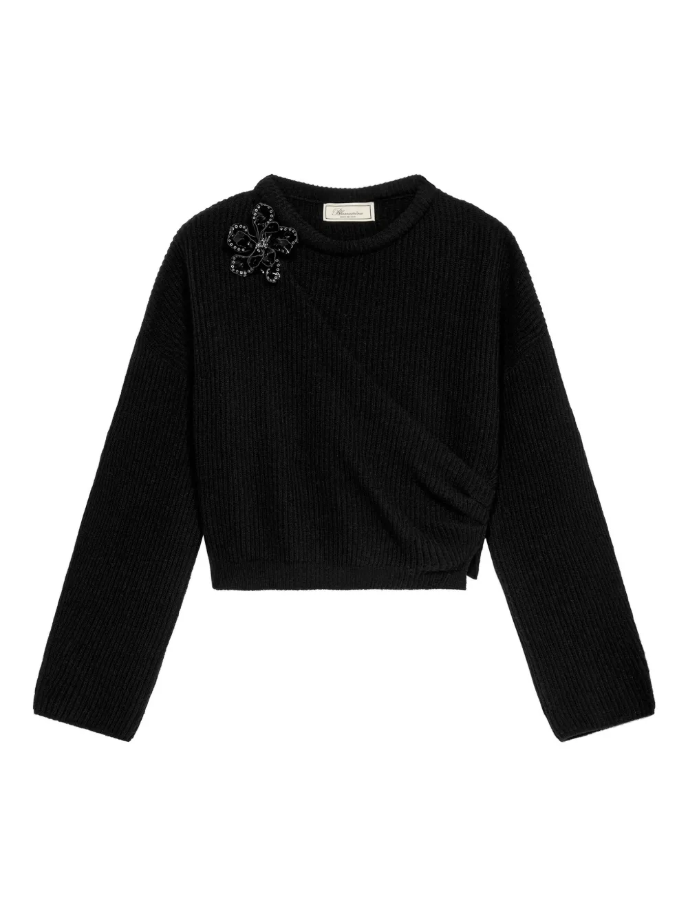 Свитер в рубчик с цветочной аппликацией BLUMARINE, черный
Свитер в рубчик с цветочной аппликацией BLUMARINE, черный
