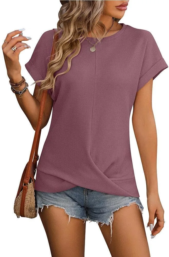 FMCHICO топы для женщин с вафельной вязкой, короткий рукав, свободный крой
FMCHICO топы для женщин с вафельной вязкой, короткий рукав, свободный крой