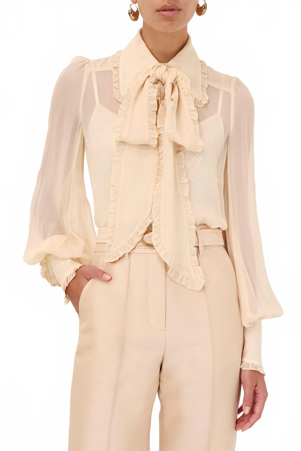 Рубашка с бантом из жоржета и подходящей майкой цвета макадамии Zimmermann, Macadamia
Рубашка с бантом из жоржета и подходящей майкой цвета макадамии Zimmermann, Macadamia