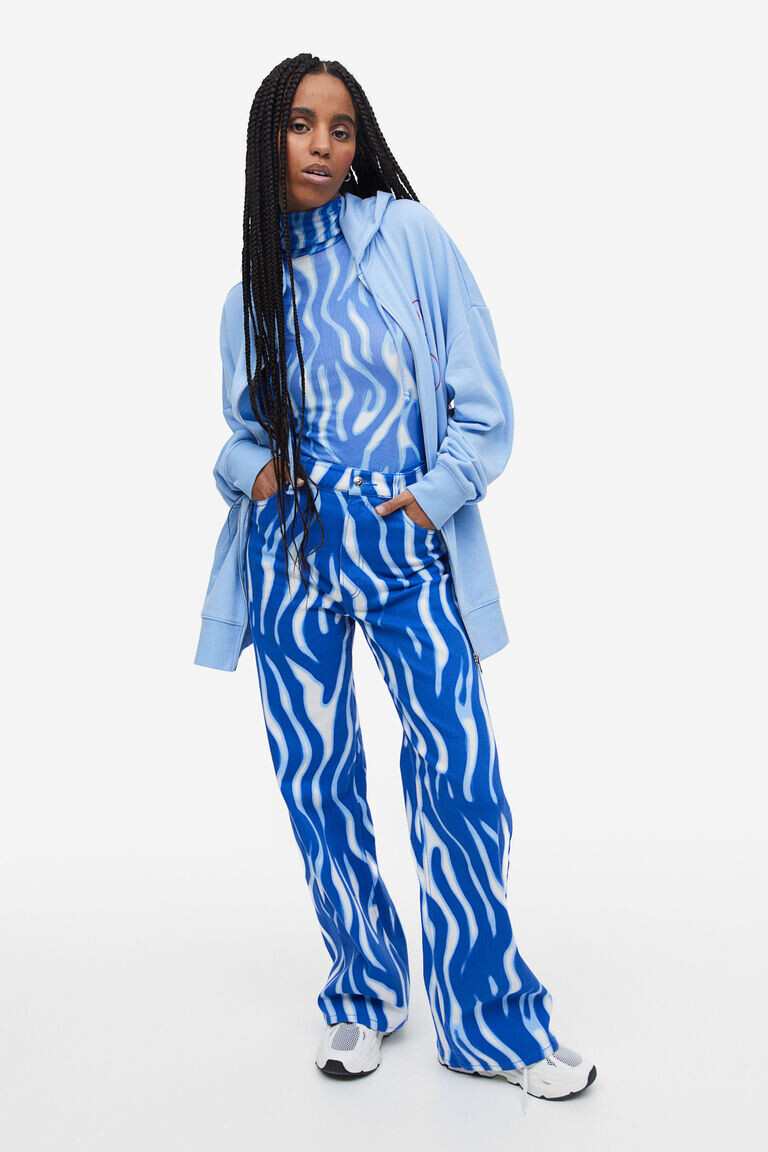 Широкие брюки из твила H&M, синий
Широкие брюки из твила H&M, синий