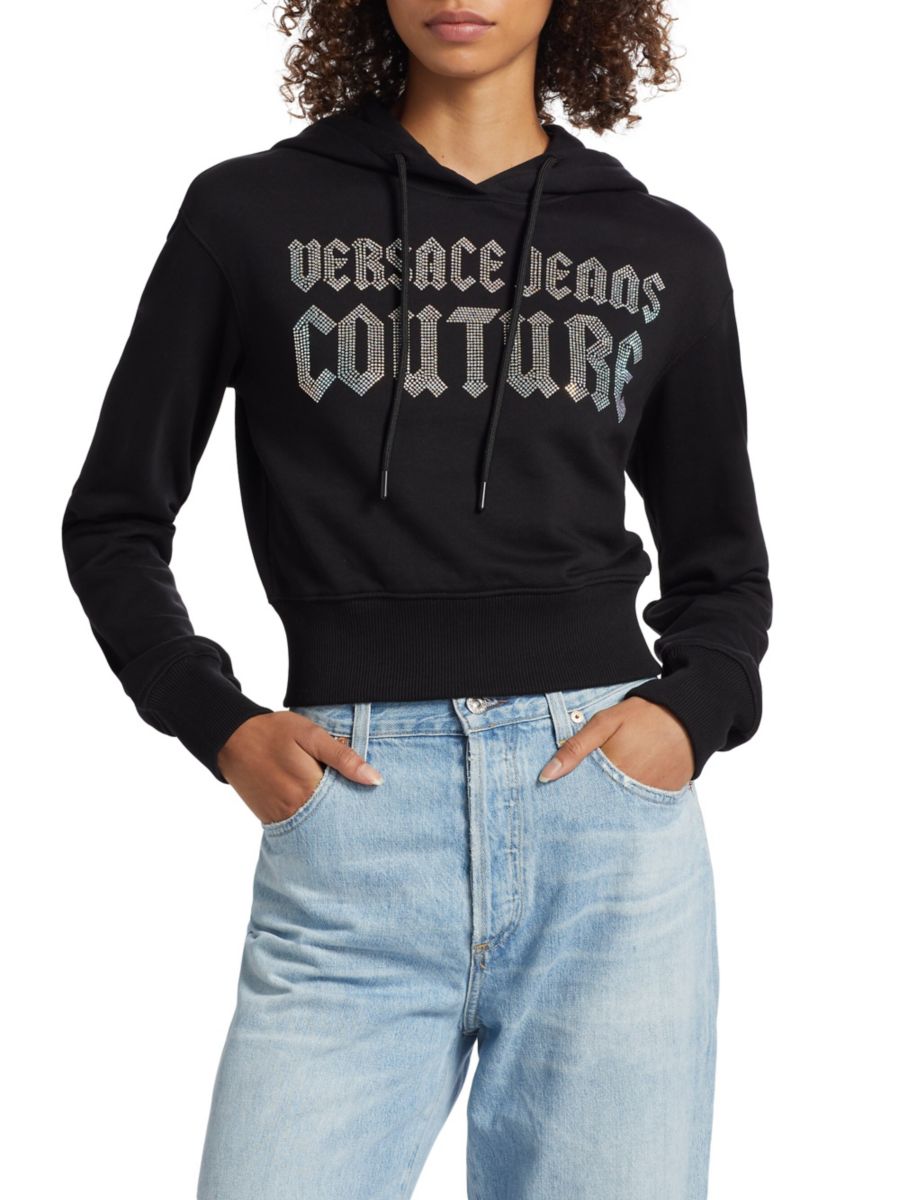 Укороченная толстовка с капюшоном и логотипом Crystal Versace Jeans Couture, черный
Укороченная толстовка с капюшоном и логотипом Crystal Versace Jeans Couture, черный