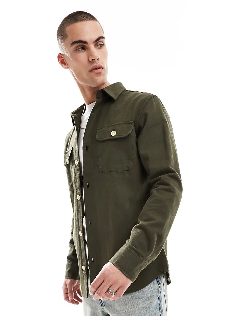 Рубашка Jack & Jones цвета хаки 
Рубашка Jack & Jones цвета хаки