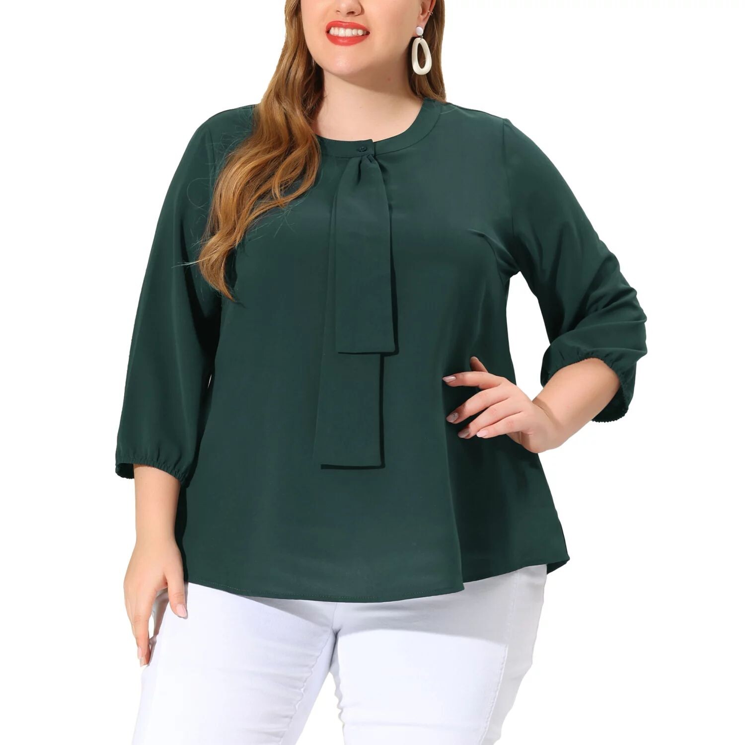 Женская шифоновая рабочая блузка больших размеров с круглым вырезом и завязками спереди с рюшами Agnes Orinda
Женская шифоновая рабочая блузка больших размеров с круглым вырезом и завязками спереди с рюшами Agnes Orinda