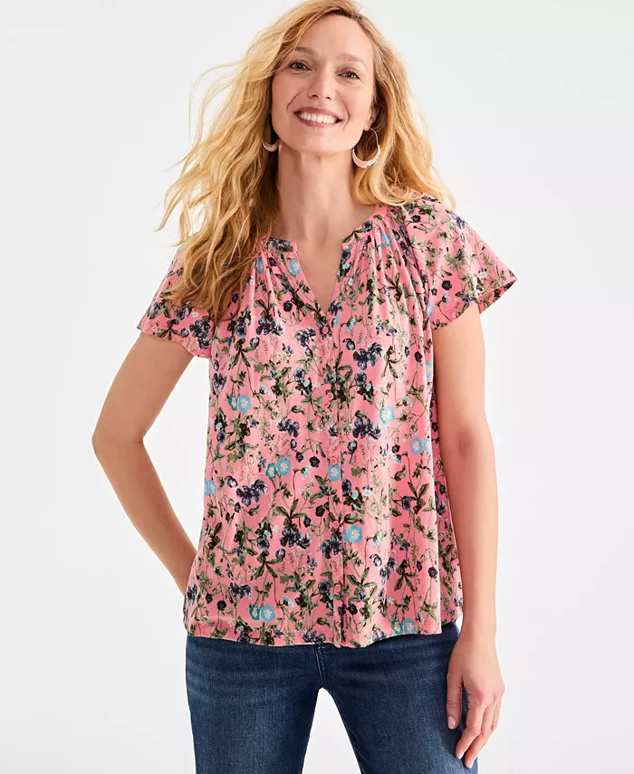 Женская блузка с принтом, сборками на горловине и расклешенными рукавами Style & Co, розовый
Женская блузка с принтом, сборками на горловине и расклешенными рукавами Style & Co, розовый