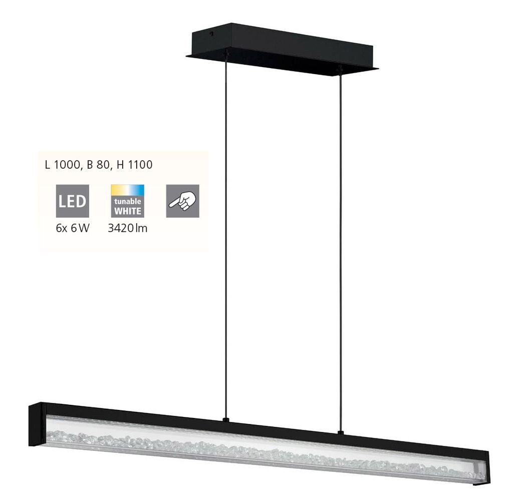 CARDITO 1 подвесной светильник алюминий, стальной черный LED 6X6Вт 2700-5000K Д:100см Ш:8см В:110см с сенсорным диммером EGLO
CARDITO 1 подвесной светильник алюминий, стальной черный LED 6X6Вт 2700-5000K Д:100см Ш:8см В:110см с сенсорным диммером EGLO