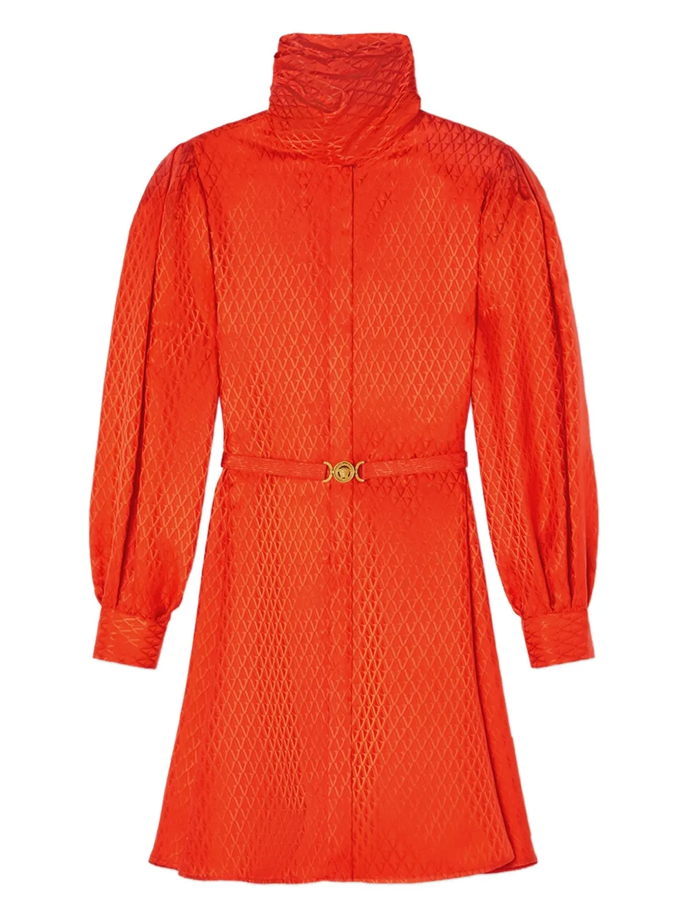 Платье с геометрическим узором и поясом VERSACE, красный 
Платье с геометрическим узором и поясом VERSACE, красный