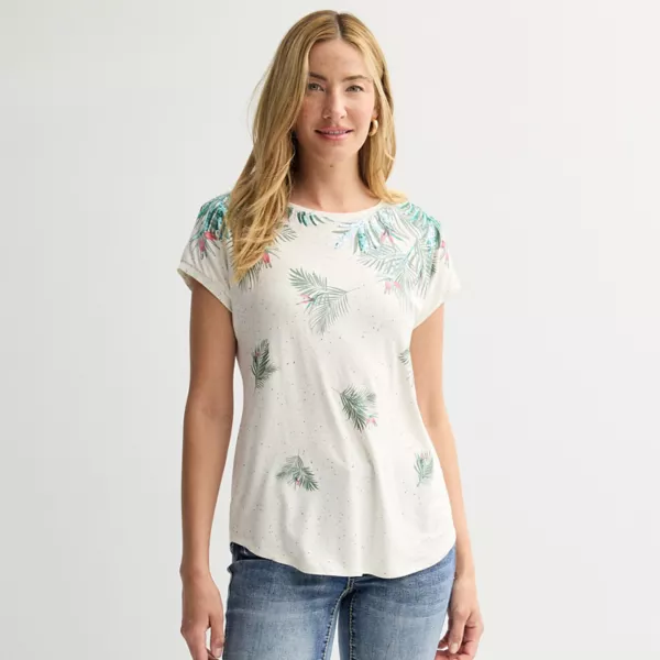 Женский короткий рукав с декором Apt. 9, цвет heather ivory
Женский короткий рукав с декором Apt. 9, цвет heather ivory